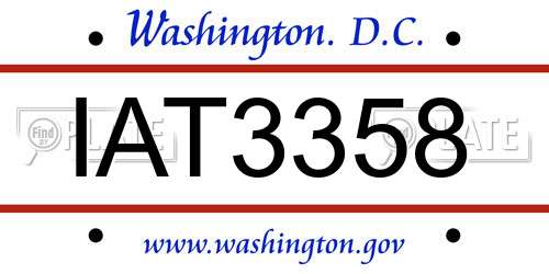 IAT3358 District Of Columbia License Plate