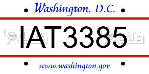IAT3385 District Of Columbia License Plate