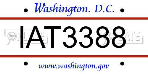 IAT3388 District Of Columbia License Plate