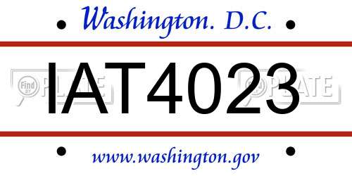 IAT4023 District Of Columbia License Plate