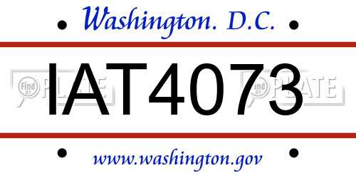 IAT4073 District Of Columbia License Plate