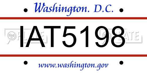 IAT5198 District Of Columbia License Plate