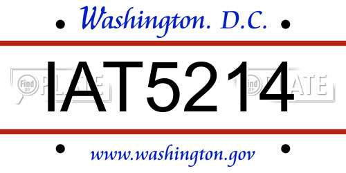IAT5214 District Of Columbia License Plate