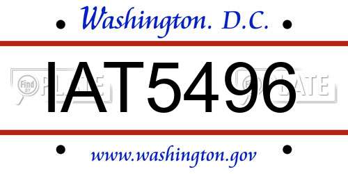 IAT5496 District Of Columbia License Plate