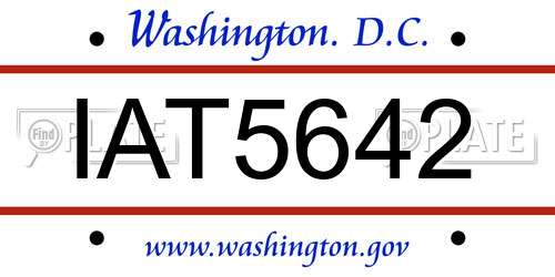 IAT5642 District Of Columbia License Plate