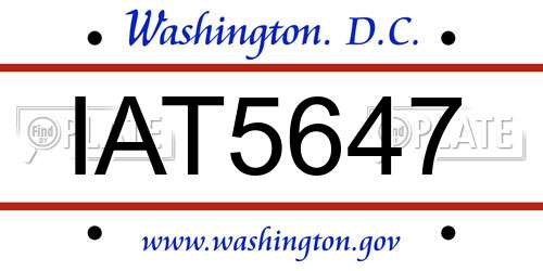 IAT5647 District Of Columbia License Plate