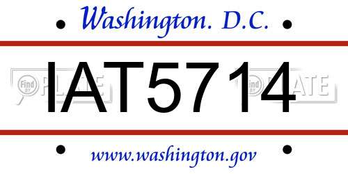 IAT5714 District Of Columbia License Plate