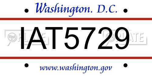 IAT5729 District Of Columbia License Plate