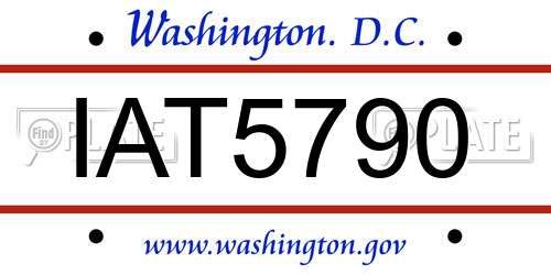 IAT5790 District Of Columbia License Plate