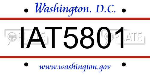 IAT5801 District Of Columbia License Plate