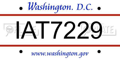 IAT7229 District Of Columbia License Plate