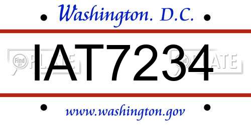 IAT7234 District Of Columbia License Plate