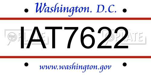 IAT7622 District Of Columbia License Plate