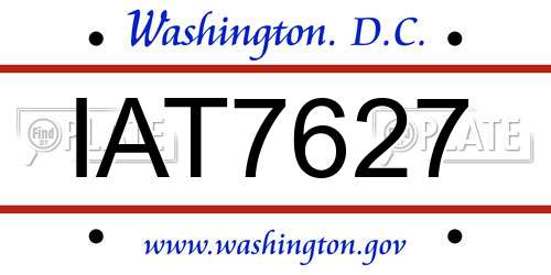 IAT7627 District Of Columbia License Plate
