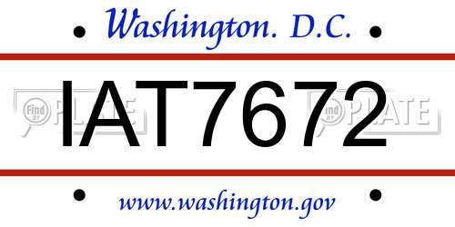 IAT7672 District Of Columbia License Plate