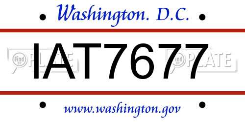 IAT7677 District Of Columbia License Plate