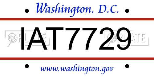 IAT7729 District Of Columbia License Plate