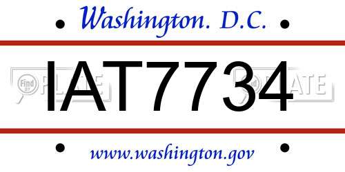 IAT7734 District Of Columbia License Plate