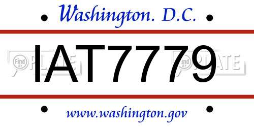 IAT7779 District Of Columbia License Plate