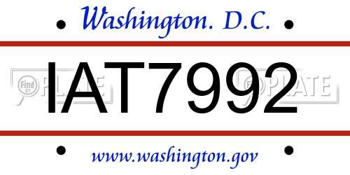 IAT7992 District Of Columbia License Plate