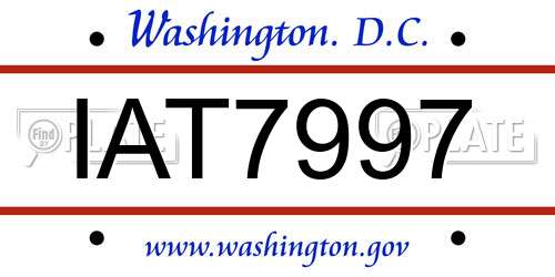 IAT7997 District Of Columbia License Plate
