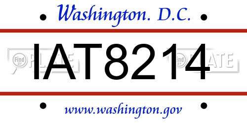 IAT8214 District Of Columbia License Plate