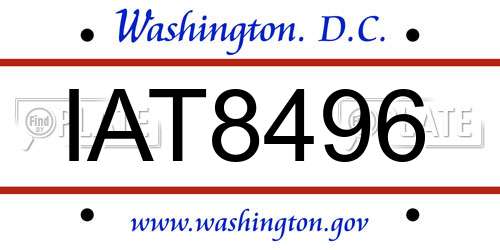IAT8496 District Of Columbia License Plate