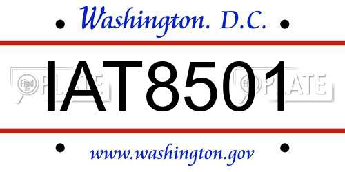 IAT8501 District Of Columbia License Plate