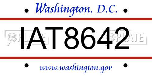 IAT8642 District Of Columbia License Plate