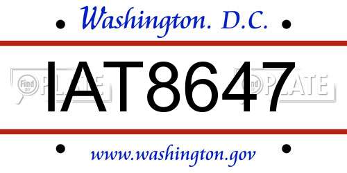 IAT8647 District Of Columbia License Plate