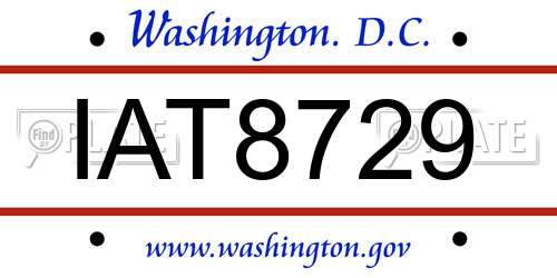 IAT8729 District Of Columbia License Plate