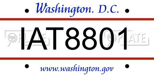 IAT8801 District Of Columbia License Plate