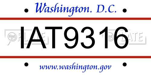 IAT9316 District Of Columbia License Plate