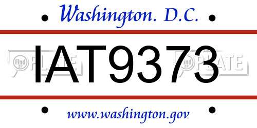 IAT9373 District Of Columbia License Plate