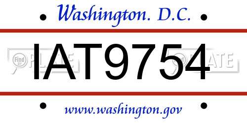 IAT9754 District Of Columbia License Plate