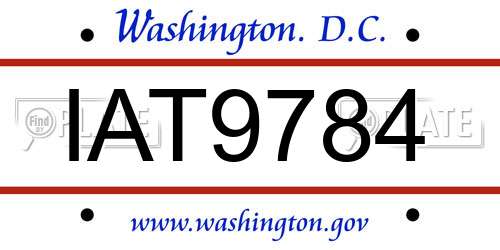 IAT9784 District Of Columbia License Plate