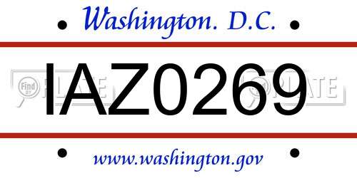 IAZ0269 District Of Columbia License Plate