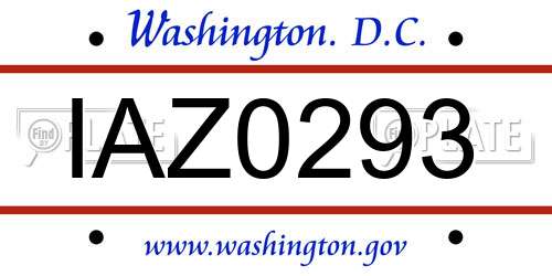 IAZ0293 District Of Columbia License Plate