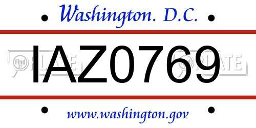 IAZ0769 District Of Columbia License Plate