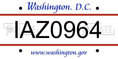 IAZ0964 District Of Columbia License Plate