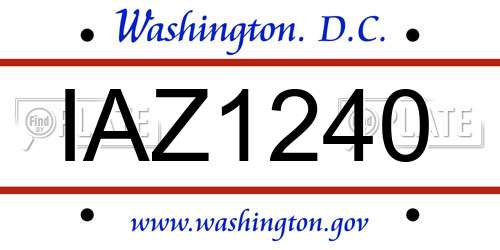 IAZ1240 District Of Columbia License Plate