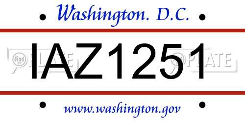 IAZ1251 District Of Columbia License Plate