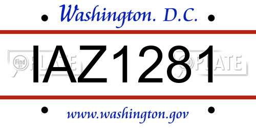 IAZ1281 District Of Columbia License Plate