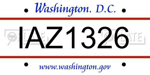 IAZ1326 District Of Columbia License Plate