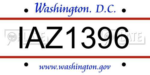 IAZ1396 District Of Columbia License Plate