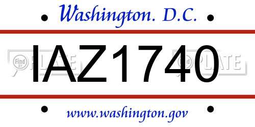 IAZ1740 District Of Columbia License Plate
