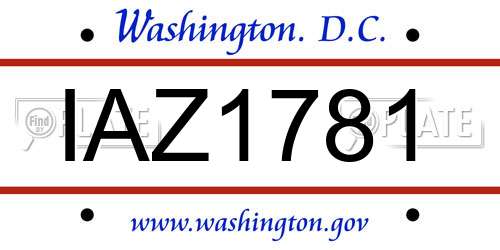 IAZ1781 District Of Columbia License Plate