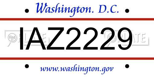 IAZ2229 District Of Columbia License Plate