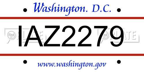 IAZ2279 District Of Columbia License Plate