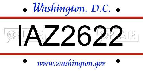 IAZ2622 District Of Columbia License Plate